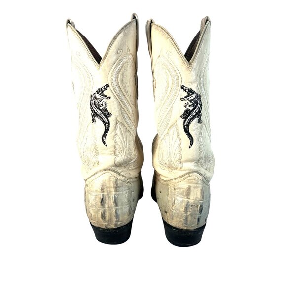 vtg El General Western Boots Mens Size 26.5 Beige Reptile Croc Leather Cowboy - Picture 5 of 8